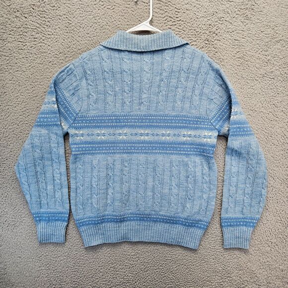 Jantzen Sweater Mens Size Medium Blue Collared Cable Knit Pullover - Picture 7 of 8